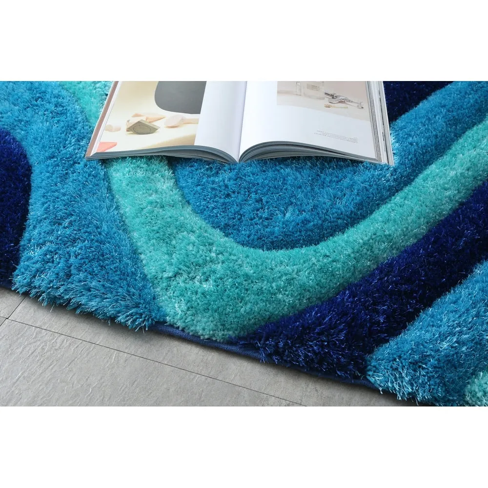 3D Shaggy Hand Tufted Shag Area Rug in Ocean Current