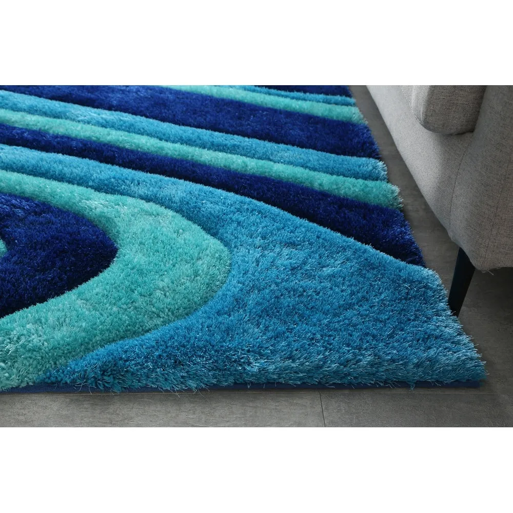3D Shaggy Hand Tufted Shag Area Rug in Ocean Current