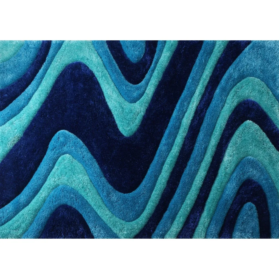 3D Shaggy Hand Tufted Shag Area Rug in Ocean Current