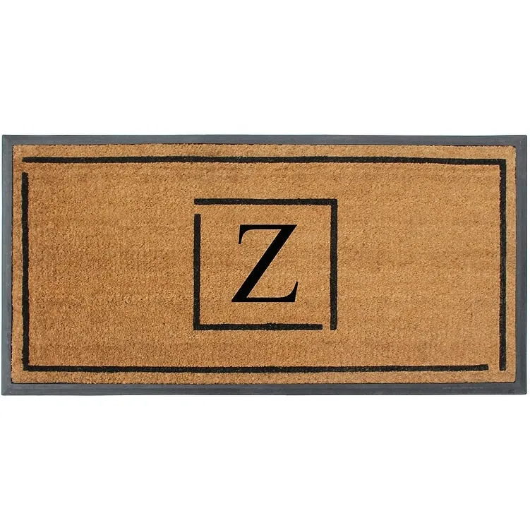 A1HC- Designer Hand-Crafted Rubber Coir Molded Double/Single Door Mat Monogrammed. Perfect and More Functional Size 24x48 Inch