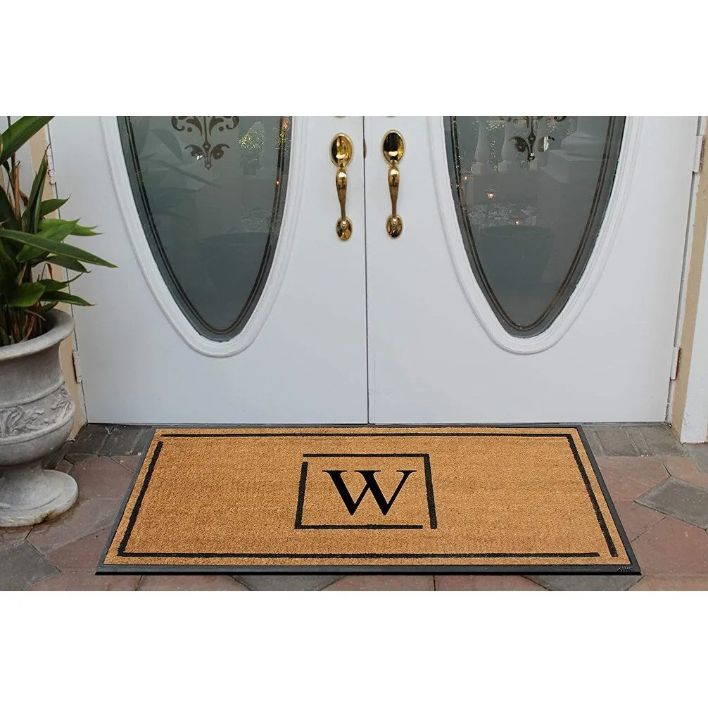 A1HC- Designer Hand-Crafted Rubber Coir Molded Double/Single Door Mat Monogrammed. Perfect and More Functional Size 24x48 Inch