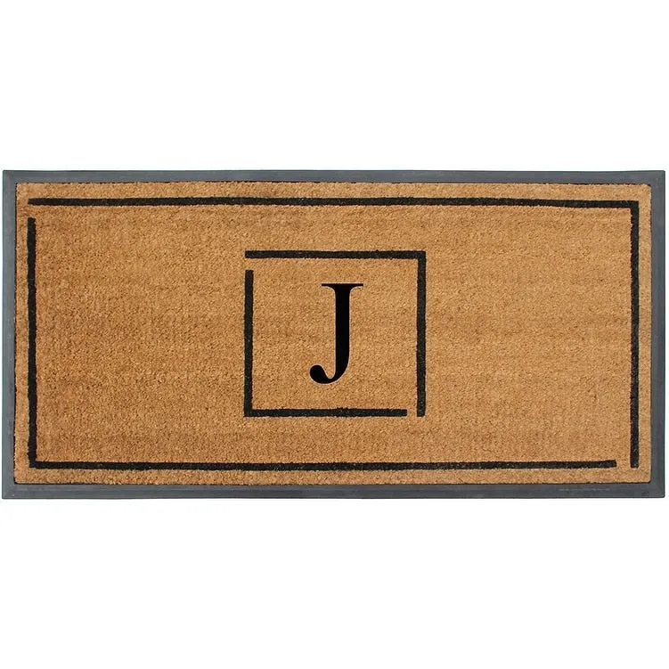 A1HC- Designer Hand-Crafted Rubber Coir Molded Double/Single Door Mat Monogrammed. Perfect and More Functional Size 24x48 Inch