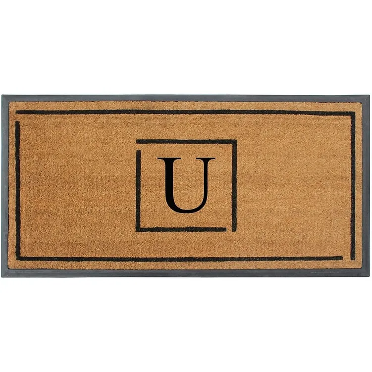 A1HC- Designer Hand-Crafted Rubber Coir Molded Double/Single Door Mat Monogrammed. Perfect and More Functional Size 24x48 Inch