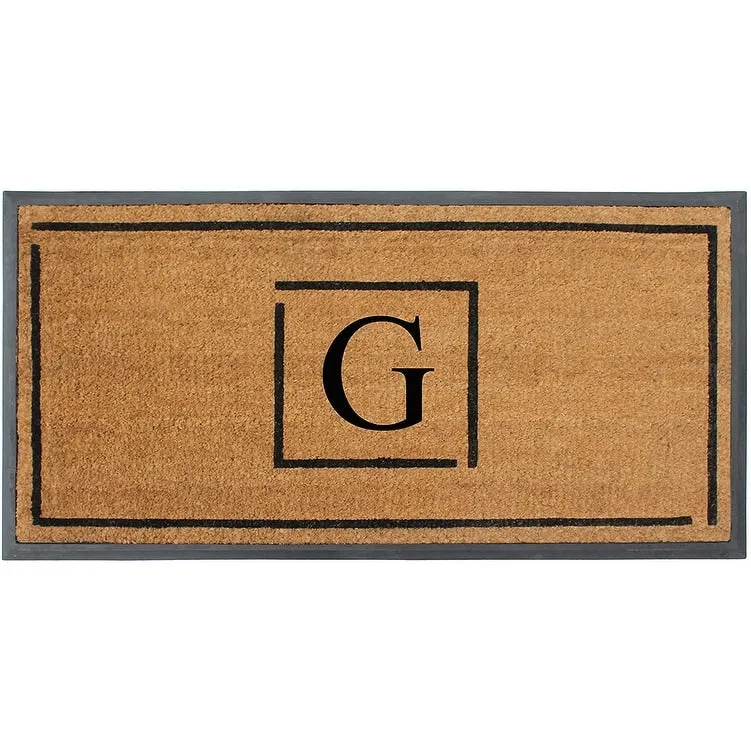 A1HC- Designer Hand-Crafted Rubber Coir Molded Double/Single Door Mat Monogrammed. Perfect and More Functional Size 24x48 Inch