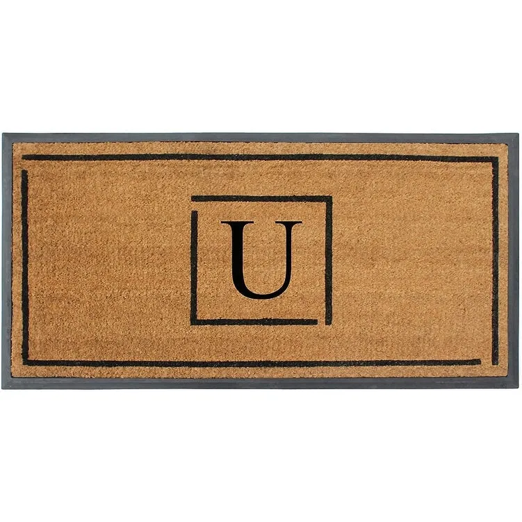 A1HC- Designer Hand-Crafted Rubber Coir Molded Double/Single Door Mat Monogrammed. Perfect and More Functional Size 24x48 Inch