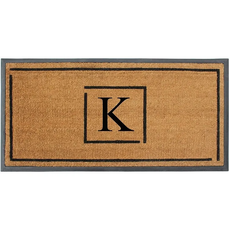 A1HC- Designer Hand-Crafted Rubber Coir Molded Double/Single Door Mat Monogrammed. Perfect and More Functional Size 24x48 Inch