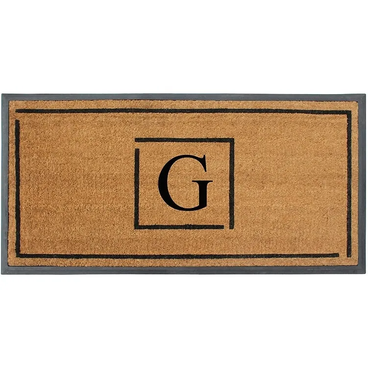 A1HC- Designer Hand-Crafted Rubber Coir Molded Double/Single Door Mat Monogrammed. Perfect and More Functional Size 24x48 Inch