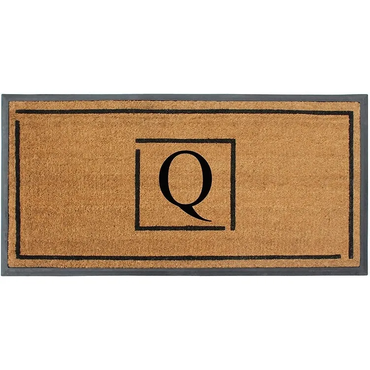 A1HC- Designer Hand-Crafted Rubber Coir Molded Double/Single Door Mat Monogrammed. Perfect and More Functional Size 24x48 Inch