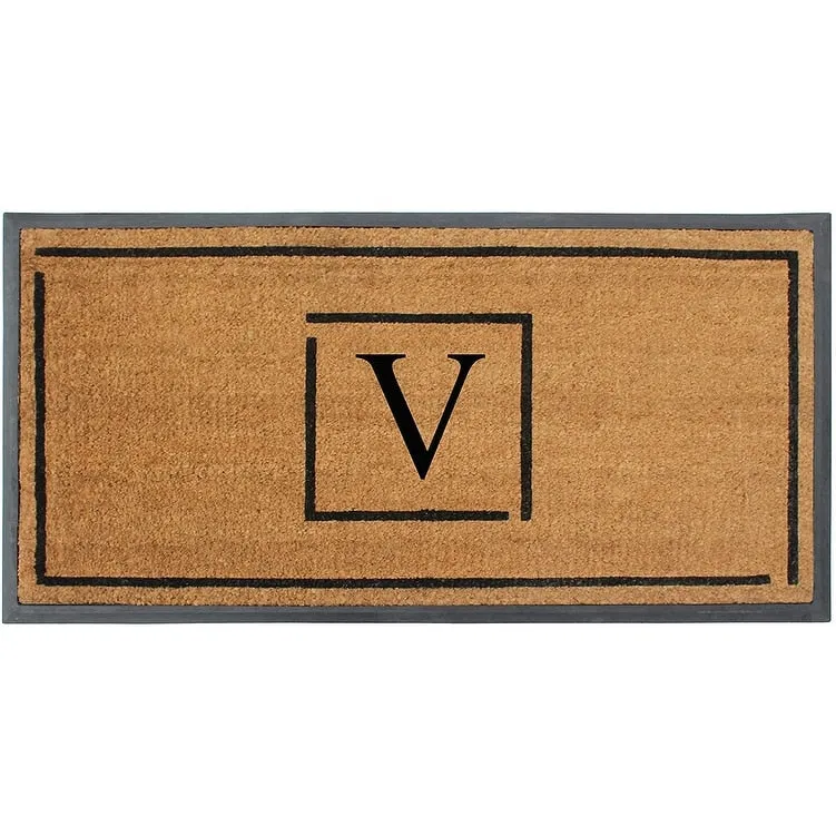 A1HC- Designer Hand-Crafted Rubber Coir Molded Double/Single Door Mat Monogrammed. Perfect and More Functional Size 24x48 Inch