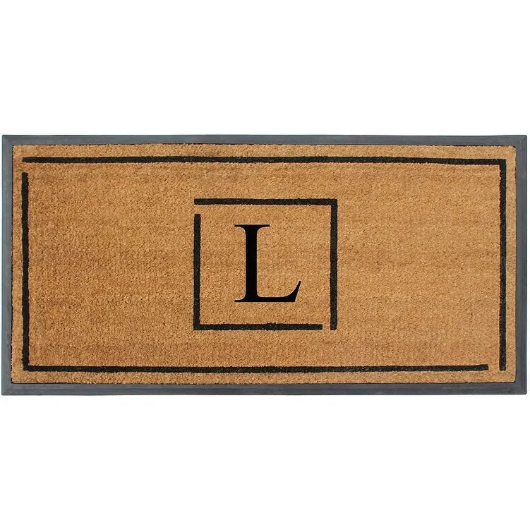 A1HC- Designer Hand-Crafted Rubber Coir Molded Double/Single Door Mat Monogrammed. Perfect and More Functional Size 24x48 Inch