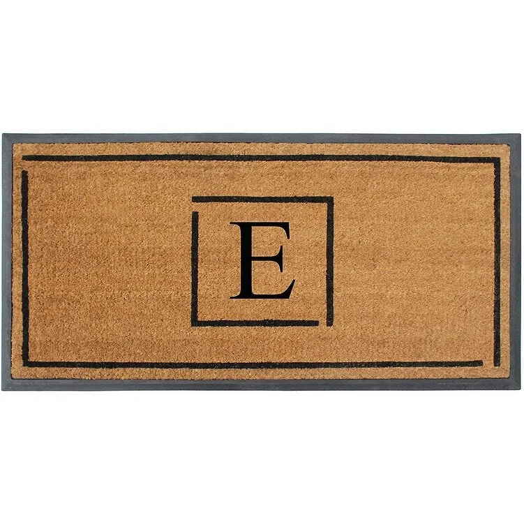 A1HC- Designer Hand-Crafted Rubber Coir Molded Double/Single Door Mat Monogrammed. Perfect and More Functional Size 24x48 Inch