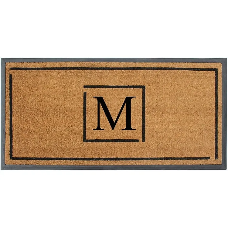 A1HC- Designer Hand-Crafted Rubber Coir Molded Double/Single Door Mat Monogrammed. Perfect and More Functional Size 24x48 Inch