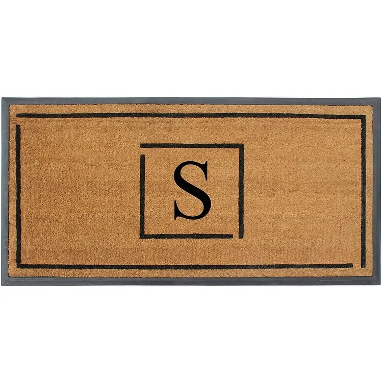 A1HC- Designer Hand-Crafted Rubber Coir Molded Double/Single Door Mat Monogrammed. Perfect and More Functional Size 24x48 Inch