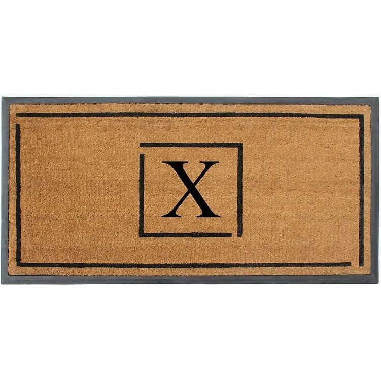 A1HC- Designer Hand-Crafted Rubber Coir Molded Double/Single Door Mat Monogrammed. Perfect and More Functional Size 24x48 Inch