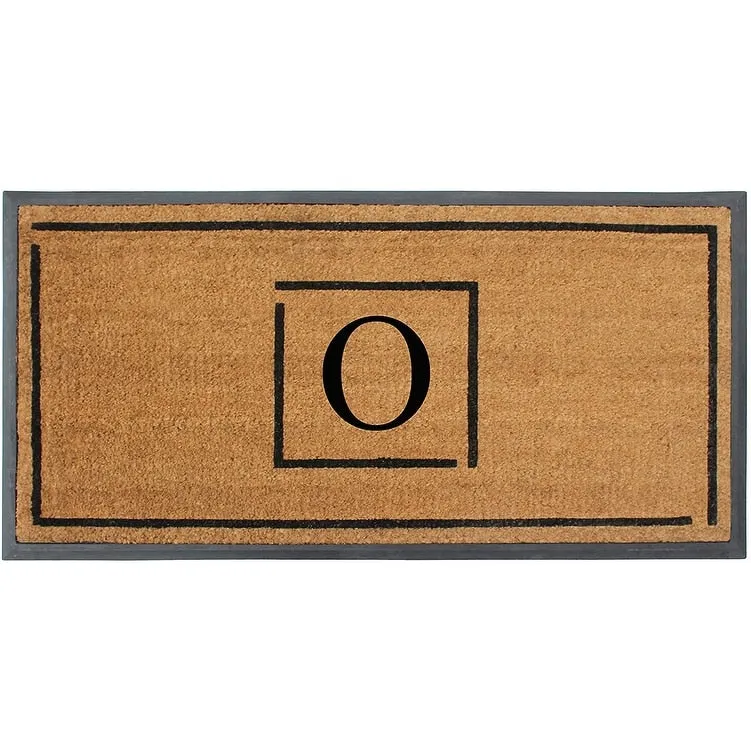 A1HC- Designer Hand-Crafted Rubber Coir Molded Double/Single Door Mat Monogrammed. Perfect and More Functional Size 24x48 Inch
