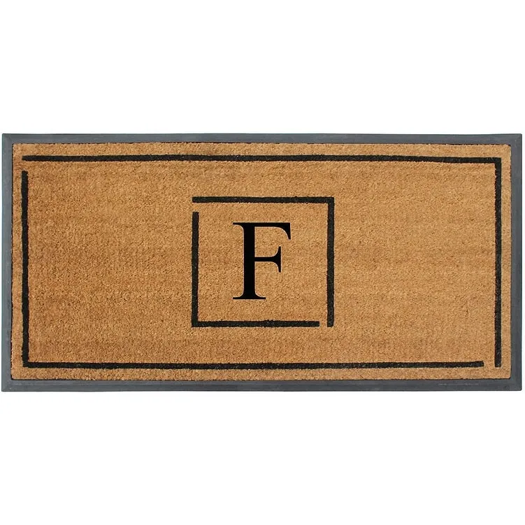 A1HC- Designer Hand-Crafted Rubber Coir Molded Double/Single Door Mat Monogrammed. Perfect and More Functional Size 24x48 Inch