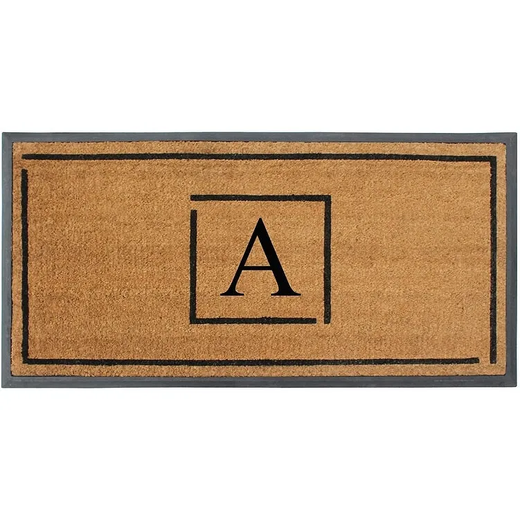 A1HC- Designer Hand-Crafted Rubber Coir Molded Double/Single Door Mat Monogrammed. Perfect and More Functional Size 24x48 Inch