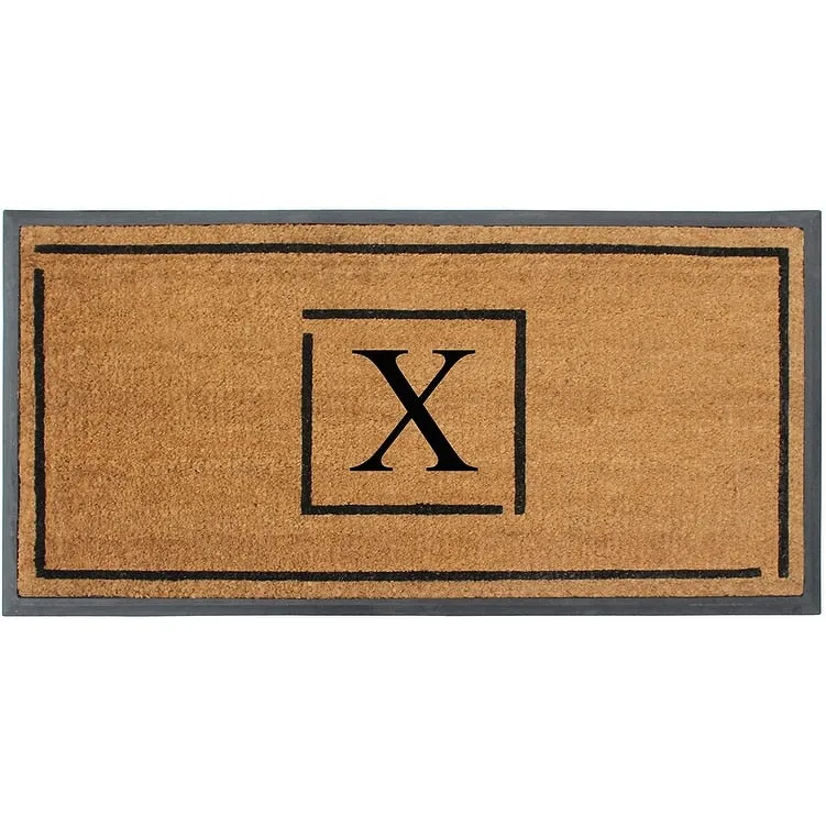 A1HC- Designer Hand-Crafted Rubber Coir Molded Double/Single Door Mat Monogrammed. Perfect and More Functional Size 24x48 Inch