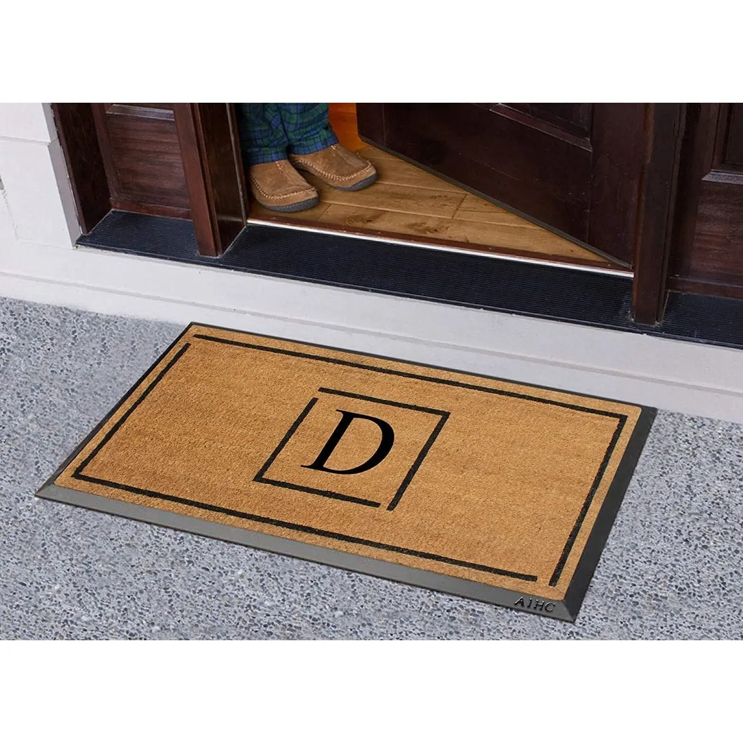 A1HC- Designer Hand-Crafted Rubber Coir Molded Double/Single Door Mat Monogrammed. Perfect and More Functional Size 24x48 Inch