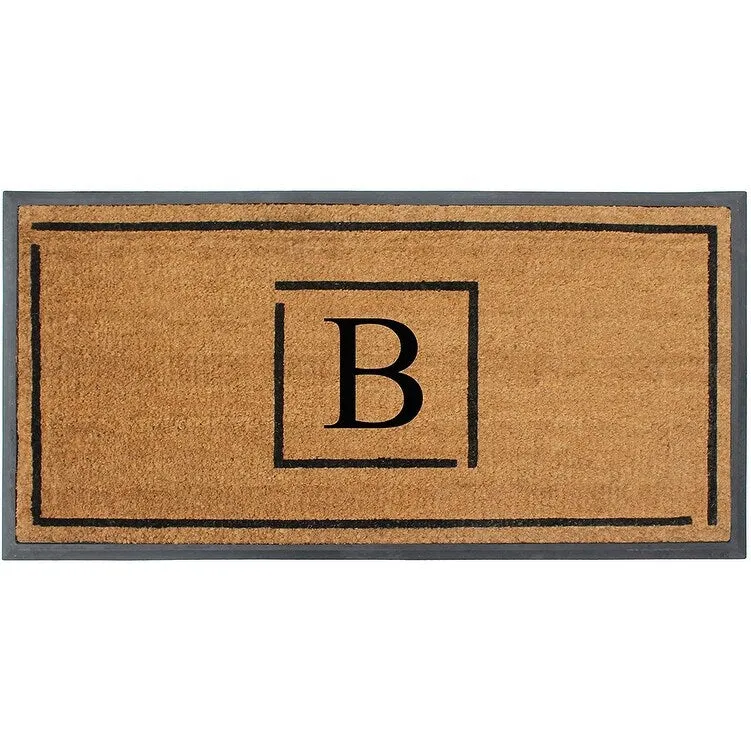 A1HC- Designer Hand-Crafted Rubber Coir Molded Double/Single Door Mat Monogrammed. Perfect and More Functional Size 24x48 Inch
