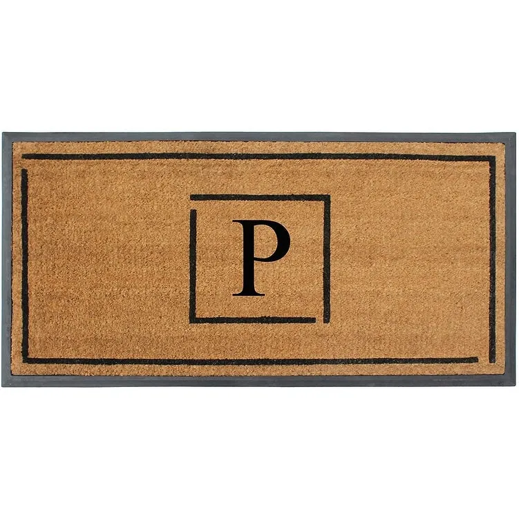A1HC- Designer Hand-Crafted Rubber Coir Molded Double/Single Door Mat Monogrammed. Perfect and More Functional Size 24x48 Inch