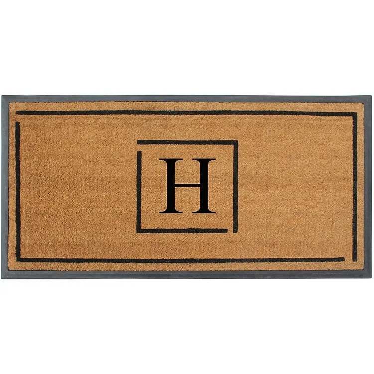 A1HC- Designer Hand-Crafted Rubber Coir Molded Double/Single Door Mat Monogrammed. Perfect and More Functional Size 24x48 Inch