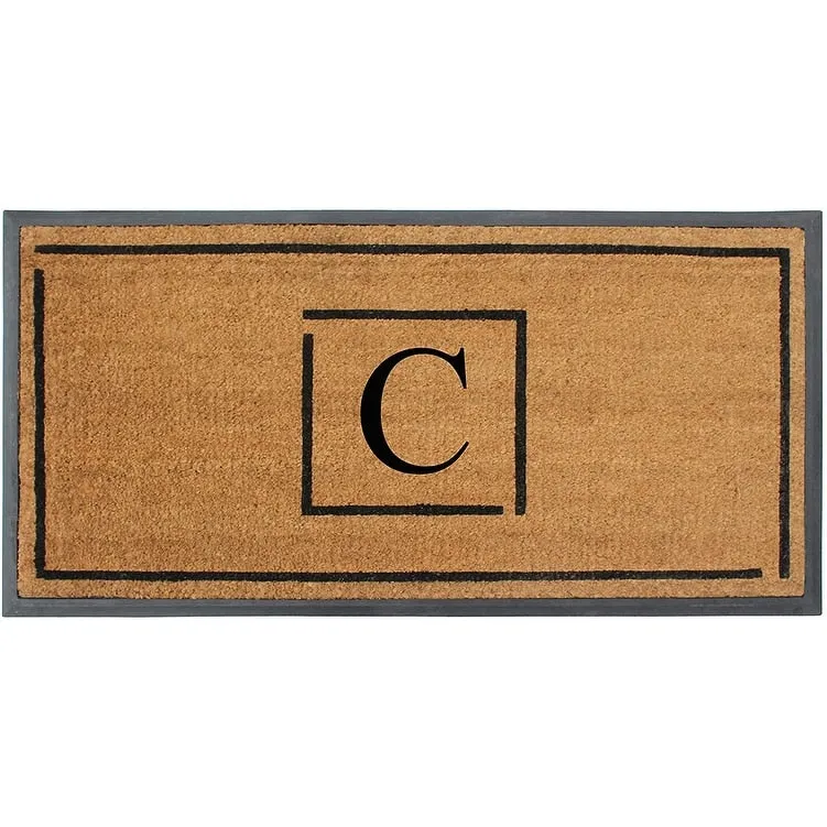 A1HC- Designer Hand-Crafted Rubber Coir Molded Double/Single Door Mat Monogrammed. Perfect and More Functional Size 24x48 Inch
