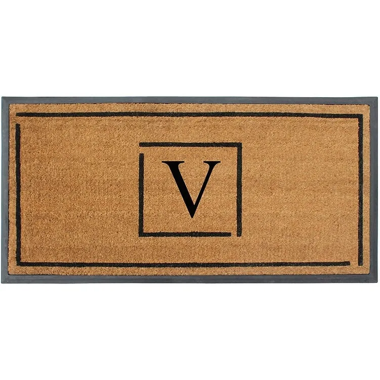 A1HC- Designer Hand-Crafted Rubber Coir Molded Double/Single Door Mat Monogrammed. Perfect and More Functional Size 24x48 Inch