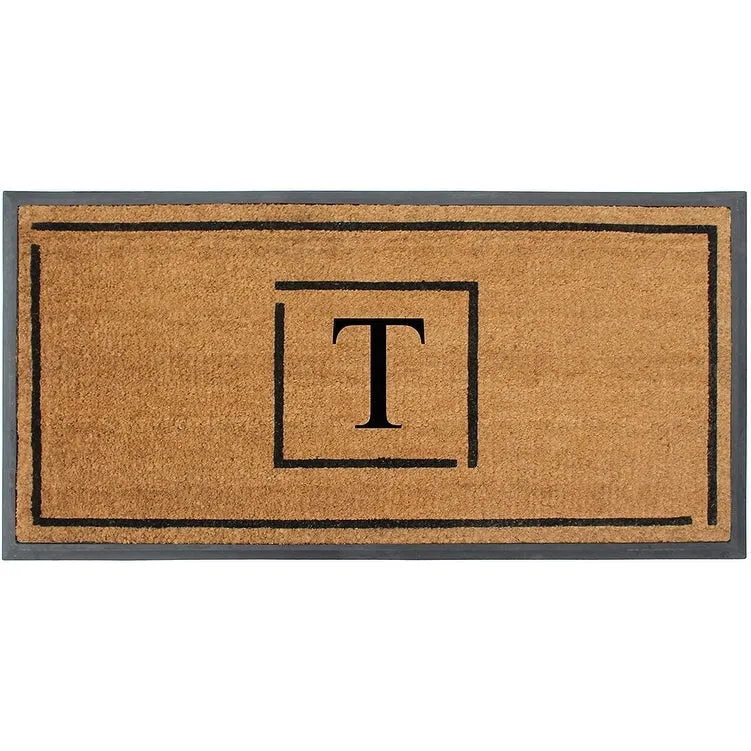 A1HC- Designer Hand-Crafted Rubber Coir Molded Double/Single Door Mat Monogrammed. Perfect and More Functional Size 24x48 Inch