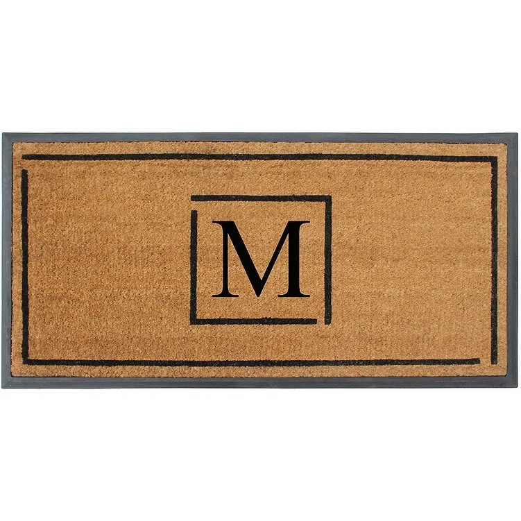 A1HC- Designer Hand-Crafted Rubber Coir Molded Double/Single Door Mat Monogrammed. Perfect and More Functional Size 24x48 Inch