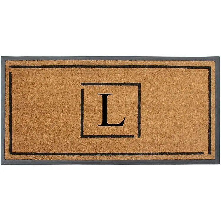 A1HC- Designer Hand-Crafted Rubber Coir Molded Double/Single Door Mat Monogrammed. Perfect and More Functional Size 24x48 Inch