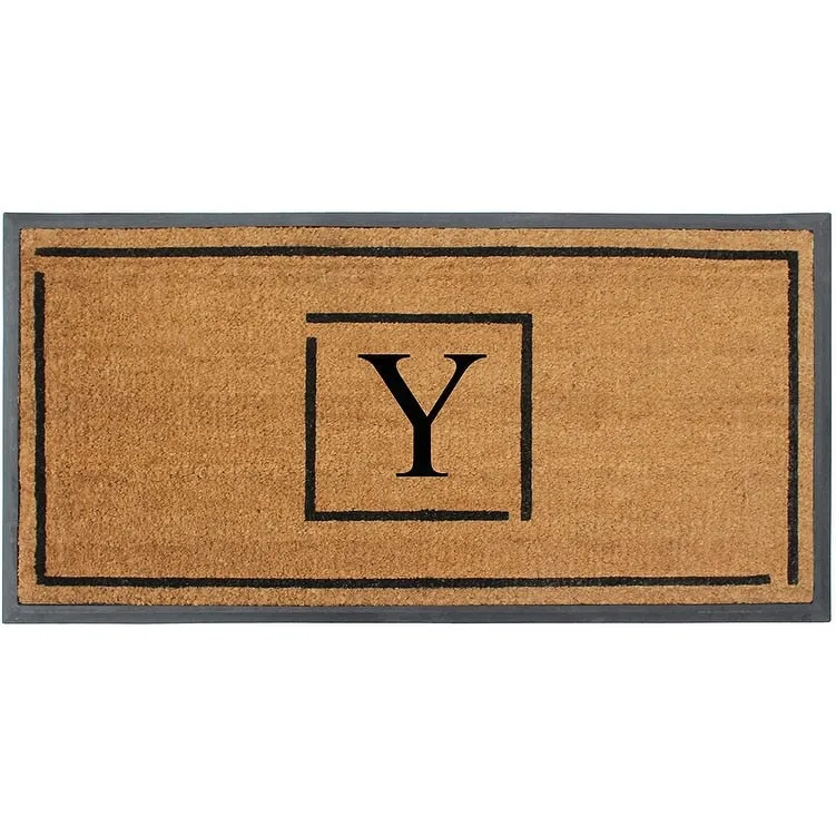 A1HC- Designer Hand-Crafted Rubber Coir Molded Double/Single Door Mat Monogrammed. Perfect and More Functional Size 24x48 Inch