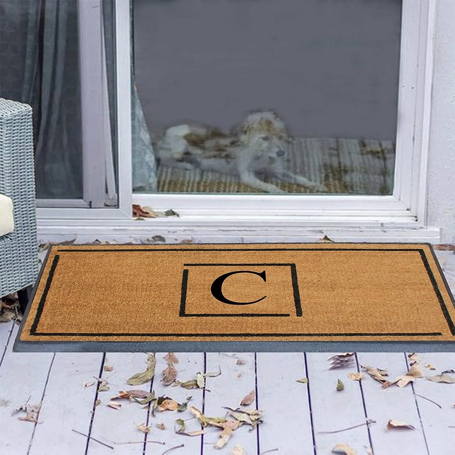 A1HC- Designer Hand-Crafted Rubber Coir Molded Double/Single Door Mat Monogrammed. Perfect and More Functional Size 24x48 Inch