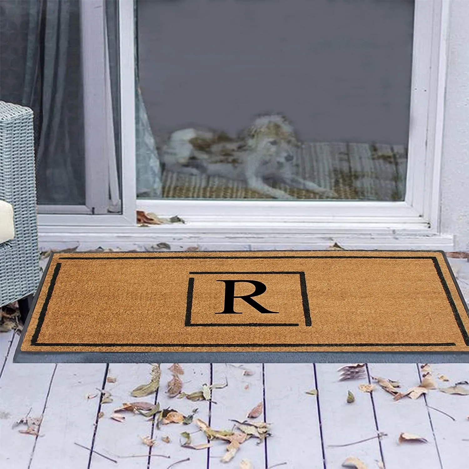 A1HC- Designer Hand-Crafted Rubber Coir Molded Double/Single Door Mat Monogrammed. Perfect and More Functional Size 24x48 Inch
