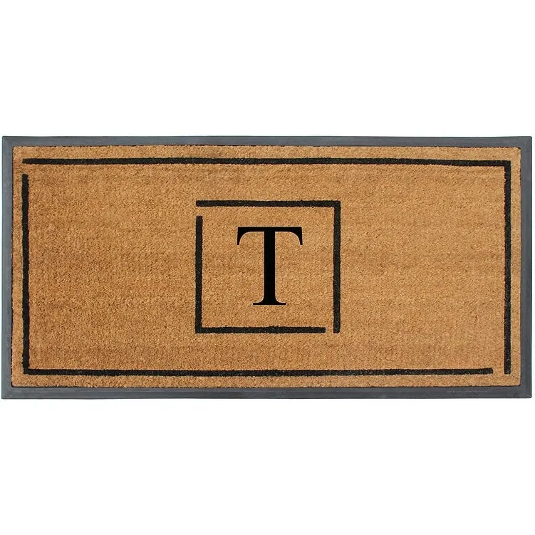 A1HC- Designer Hand-Crafted Rubber Coir Molded Double/Single Door Mat Monogrammed. Perfect and More Functional Size 24x48 Inch