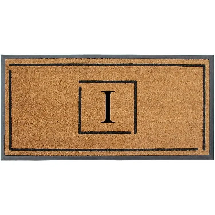 A1HC- Designer Hand-Crafted Rubber Coir Molded Double/Single Door Mat Monogrammed. Perfect and More Functional Size 24x48 Inch