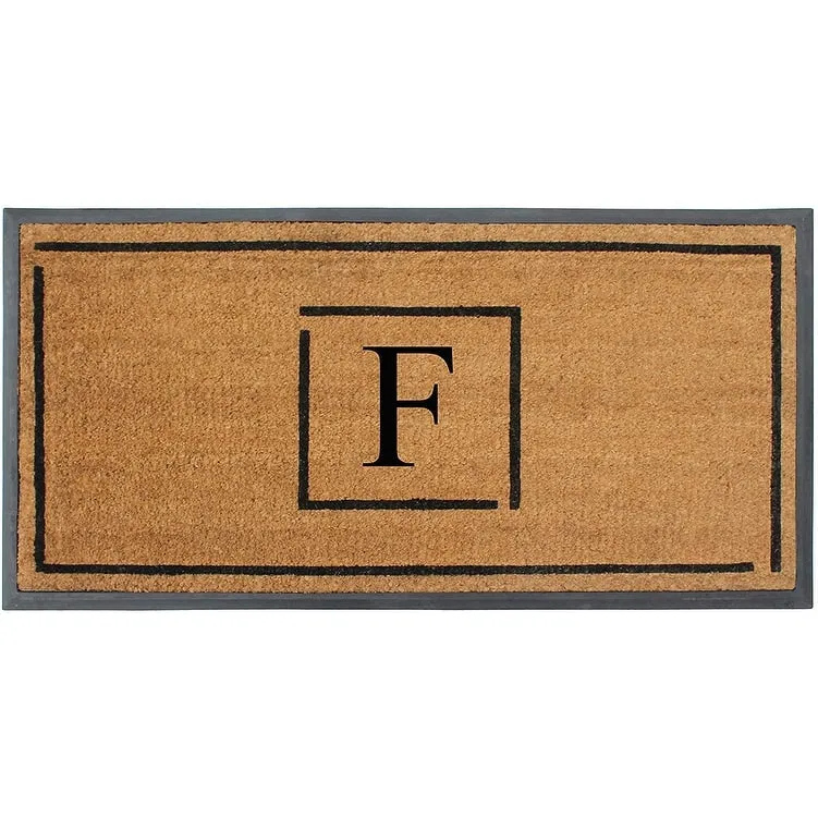 A1HC- Designer Hand-Crafted Rubber Coir Molded Double/Single Door Mat Monogrammed. Perfect and More Functional Size 24x48 Inch
