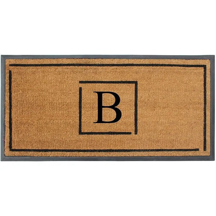A1HC- Designer Hand-Crafted Rubber Coir Molded Double/Single Door Mat Monogrammed. Perfect and More Functional Size 24x48 Inch