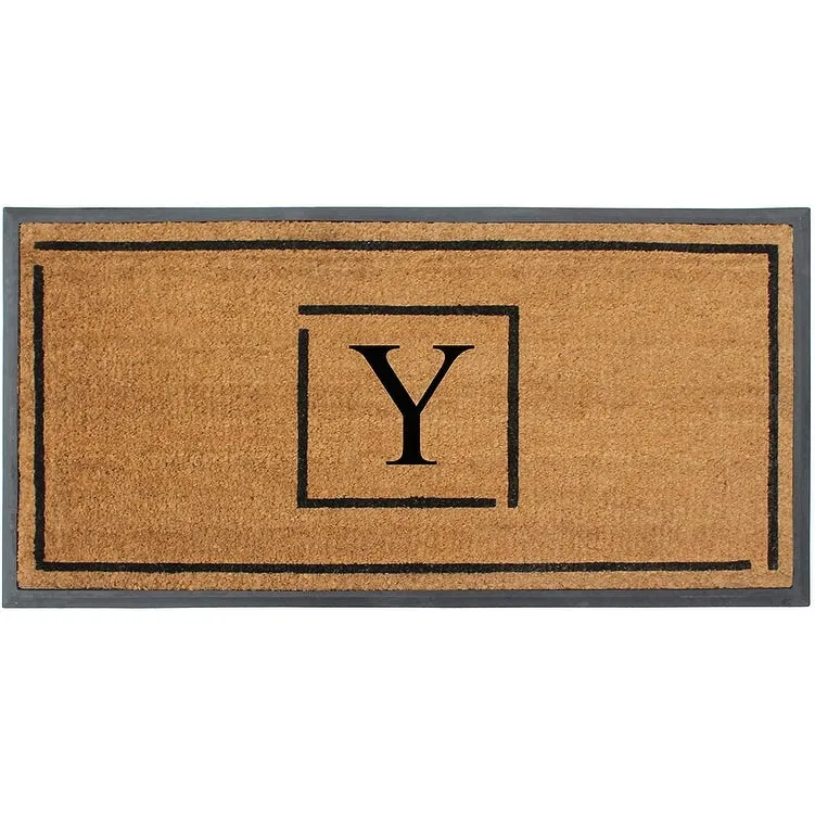 A1HC- Designer Hand-Crafted Rubber Coir Molded Double/Single Door Mat Monogrammed. Perfect and More Functional Size 24x48 Inch