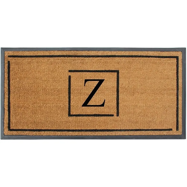 A1HC- Designer Hand-Crafted Rubber Coir Molded Double/Single Door Mat Monogrammed. Perfect and More Functional Size 24x48 Inch