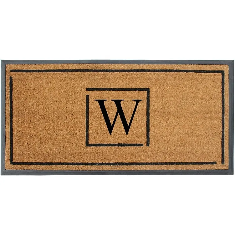 A1HC- Designer Hand-Crafted Rubber Coir Molded Double/Single Door Mat Monogrammed. Perfect and More Functional Size 24x48 Inch