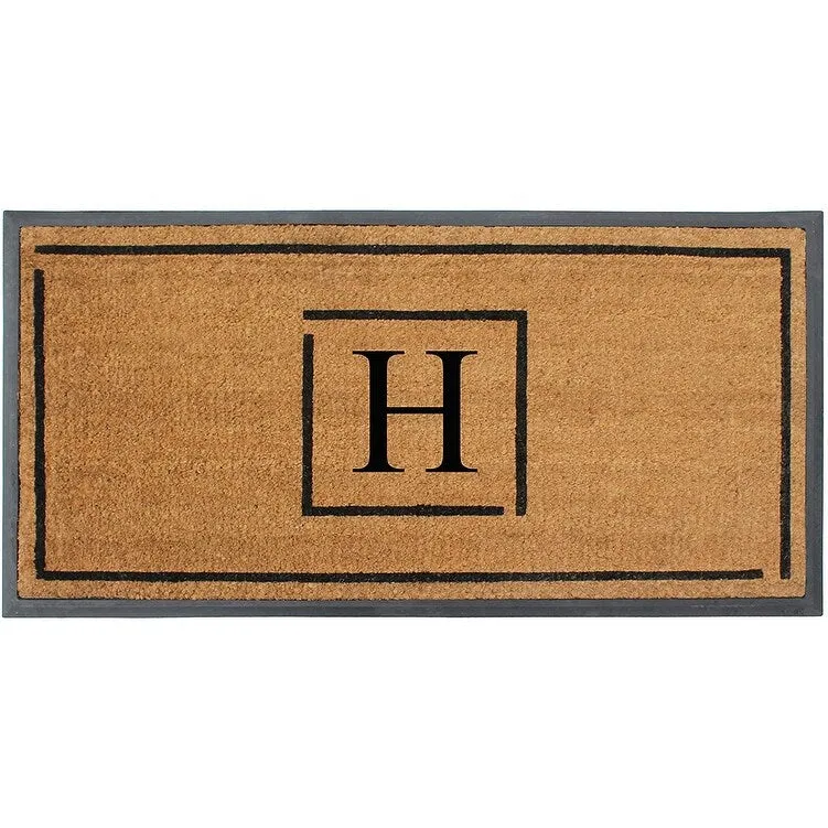 A1HC- Designer Hand-Crafted Rubber Coir Molded Double/Single Door Mat Monogrammed. Perfect and More Functional Size 24x48 Inch