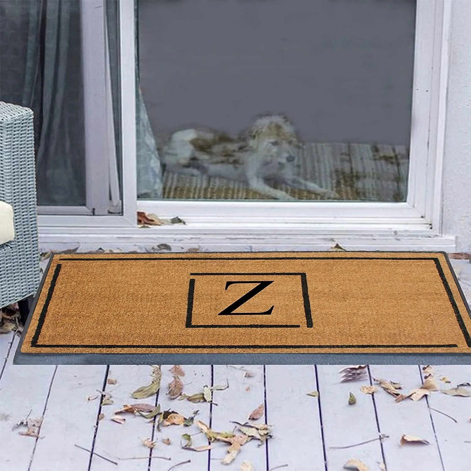 A1HC- Designer Hand-Crafted Rubber Coir Molded Double/Single Door Mat Monogrammed. Perfect and More Functional Size 24x48 Inch