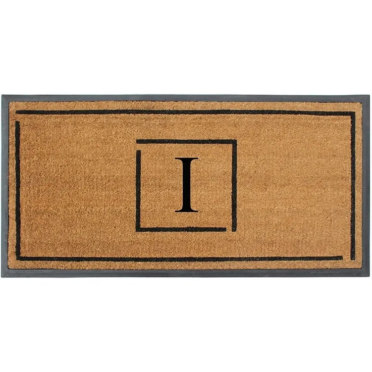A1HC- Designer Hand-Crafted Rubber Coir Molded Double/Single Door Mat Monogrammed. Perfect and More Functional Size 24x48 Inch
