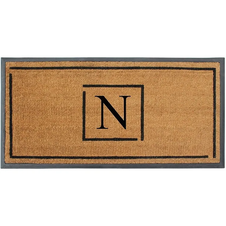 A1HC- Designer Hand-Crafted Rubber Coir Molded Double/Single Door Mat Monogrammed. Perfect and More Functional Size 24x48 Inch