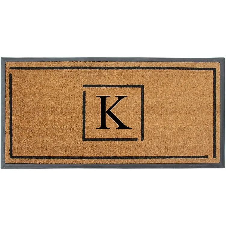 A1HC- Designer Hand-Crafted Rubber Coir Molded Double/Single Door Mat Monogrammed. Perfect and More Functional Size 24x48 Inch