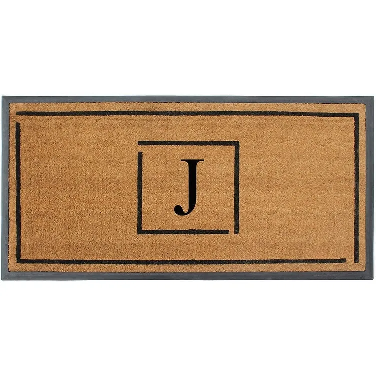 A1HC- Designer Hand-Crafted Rubber Coir Molded Double/Single Door Mat Monogrammed. Perfect and More Functional Size 24x48 Inch