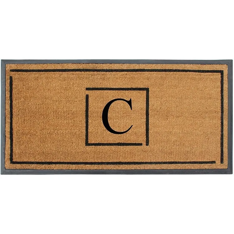 A1HC- Designer Hand-Crafted Rubber Coir Molded Double/Single Door Mat Monogrammed. Perfect and More Functional Size 24x48 Inch