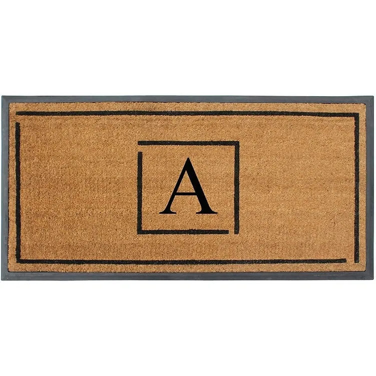 A1HC- Designer Hand-Crafted Rubber Coir Molded Double/Single Door Mat Monogrammed. Perfect and More Functional Size 24x48 Inch