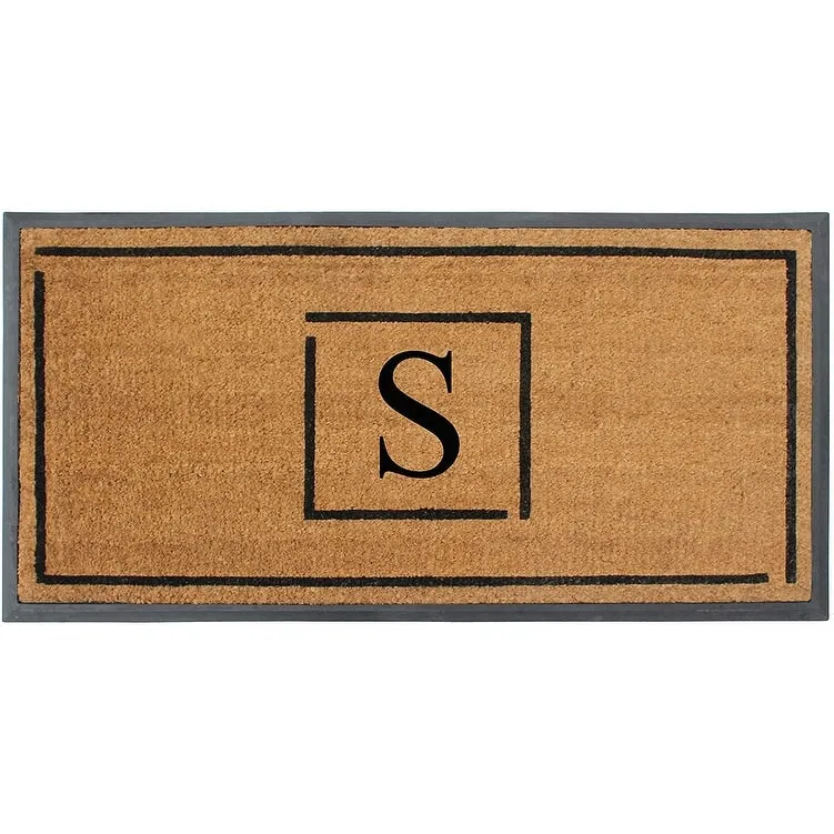 A1HC- Designer Hand-Crafted Rubber Coir Molded Double/Single Door Mat Monogrammed. Perfect and More Functional Size 24x48 Inch